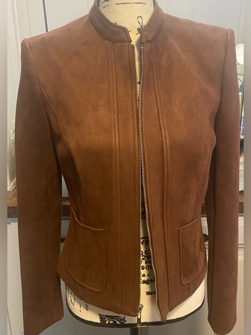 NWT Tommy Hilfiger Women’s Chestnut Brown Suede Zip Jacket